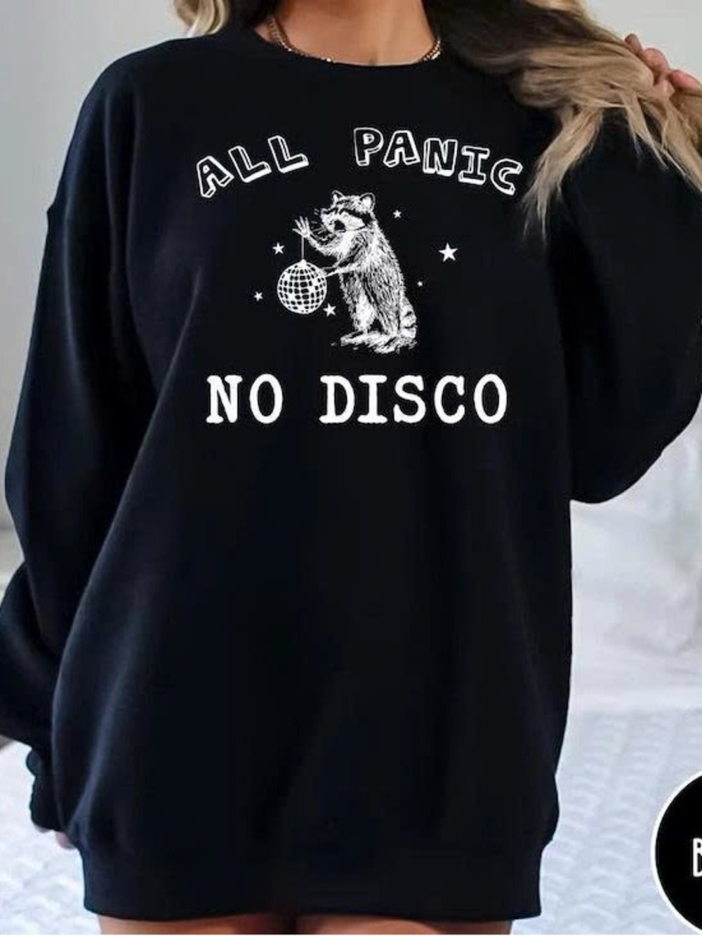 'All Panic No Disco' Raccoon Graphic Sweatshirt
